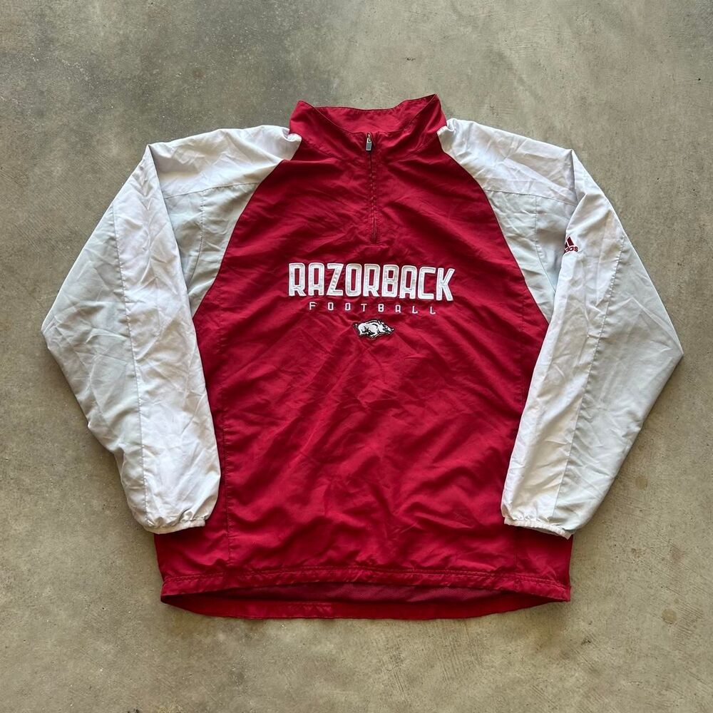 Adidas Men's Red and Burgundy Sweatshirt